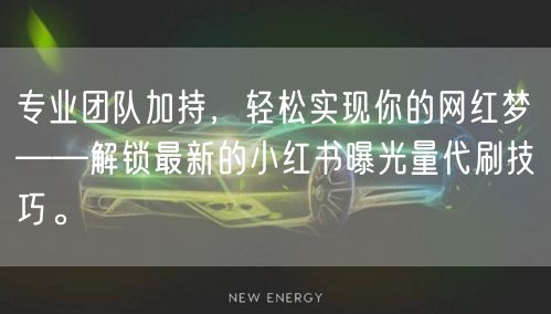 专业团队加持，轻松实现你的网红梦——解锁最新的小红书曝光量代刷技巧。